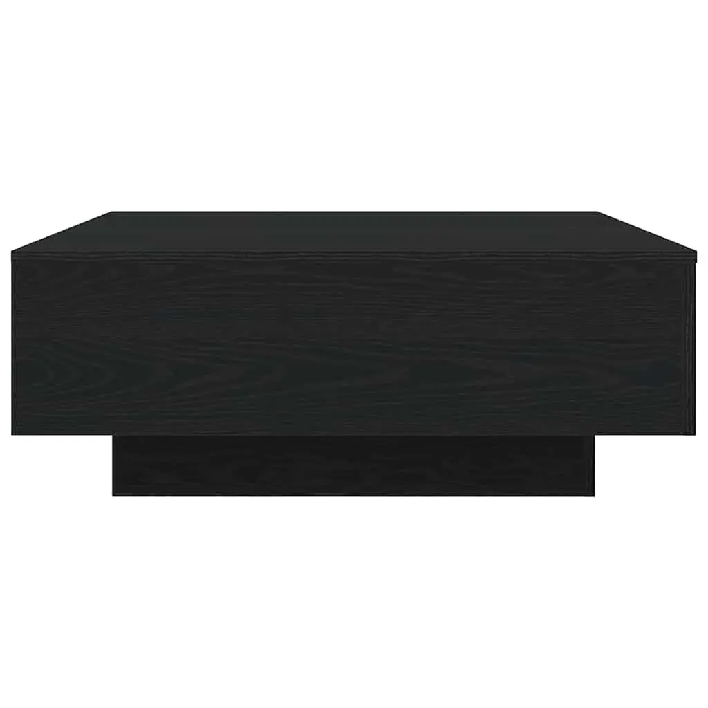 Coffee Table Black Oak 80x80x31cm LED Lights Modern Living Room Accent Lounge