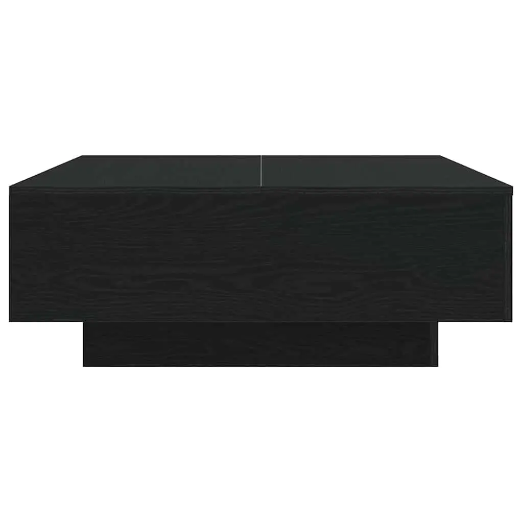 Coffee Table Black Oak 80x80x31cm LED Lights Modern Living Room Accent Lounge