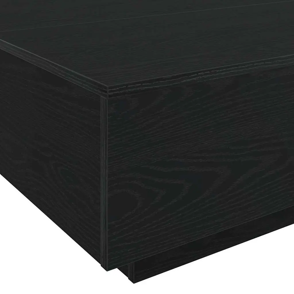 Coffee Table Black Oak 80x80x31cm LED Lights Modern Living Room Accent Lounge