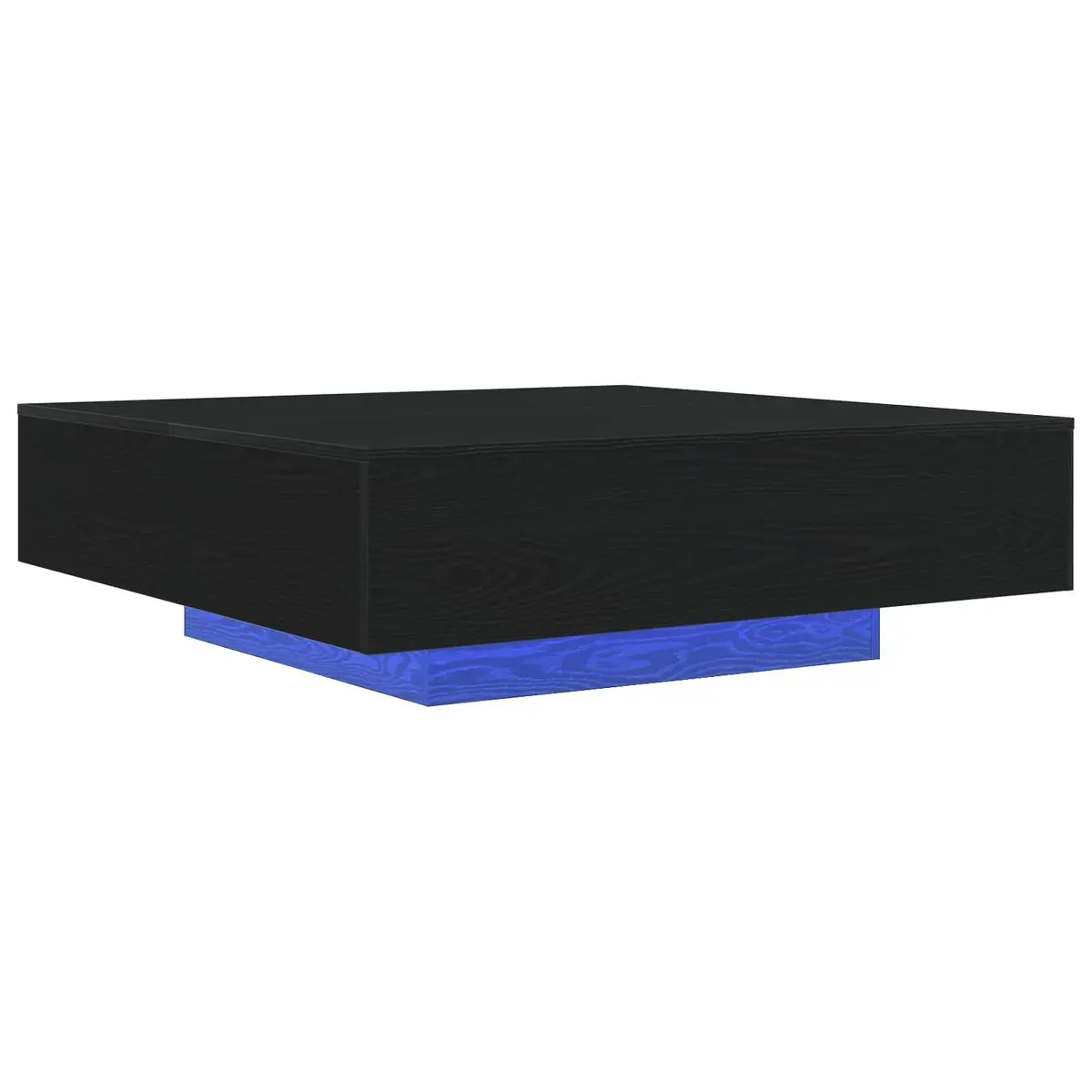 Coffee Table Black Engineered Wood LED Lights Modern Lounge Accent Furniture