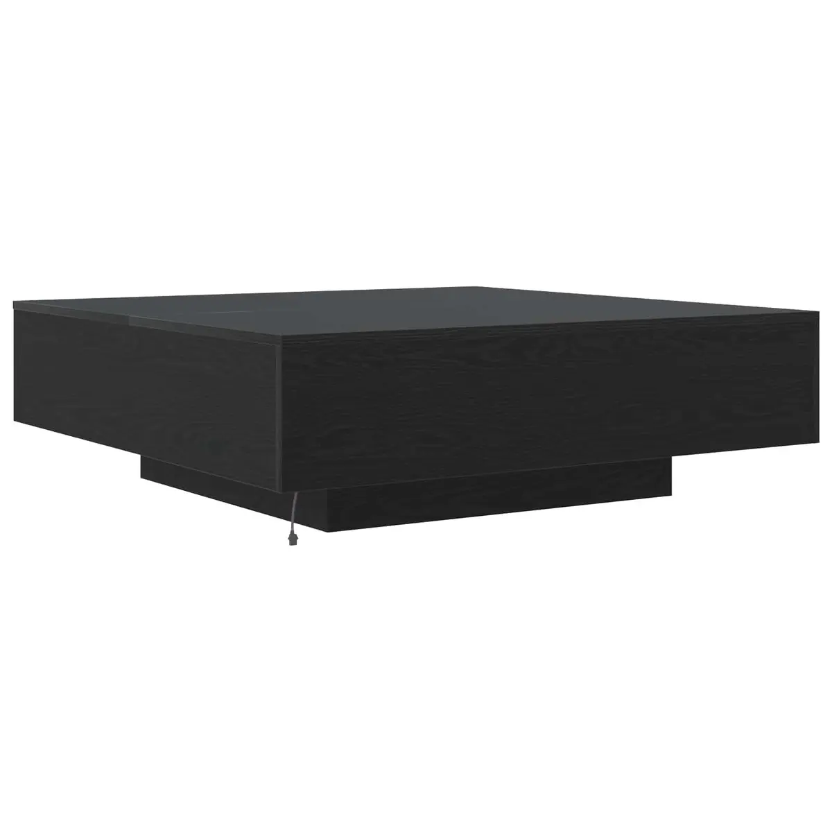 Coffee Table Black Engineered Wood LED Lights Modern Lounge Accent Furniture