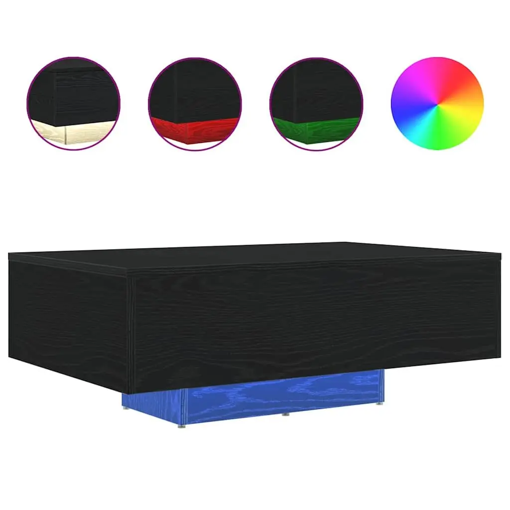 Coffee Table Modern Engineered Wood 85x55x31cm Black Oak with LED Lights