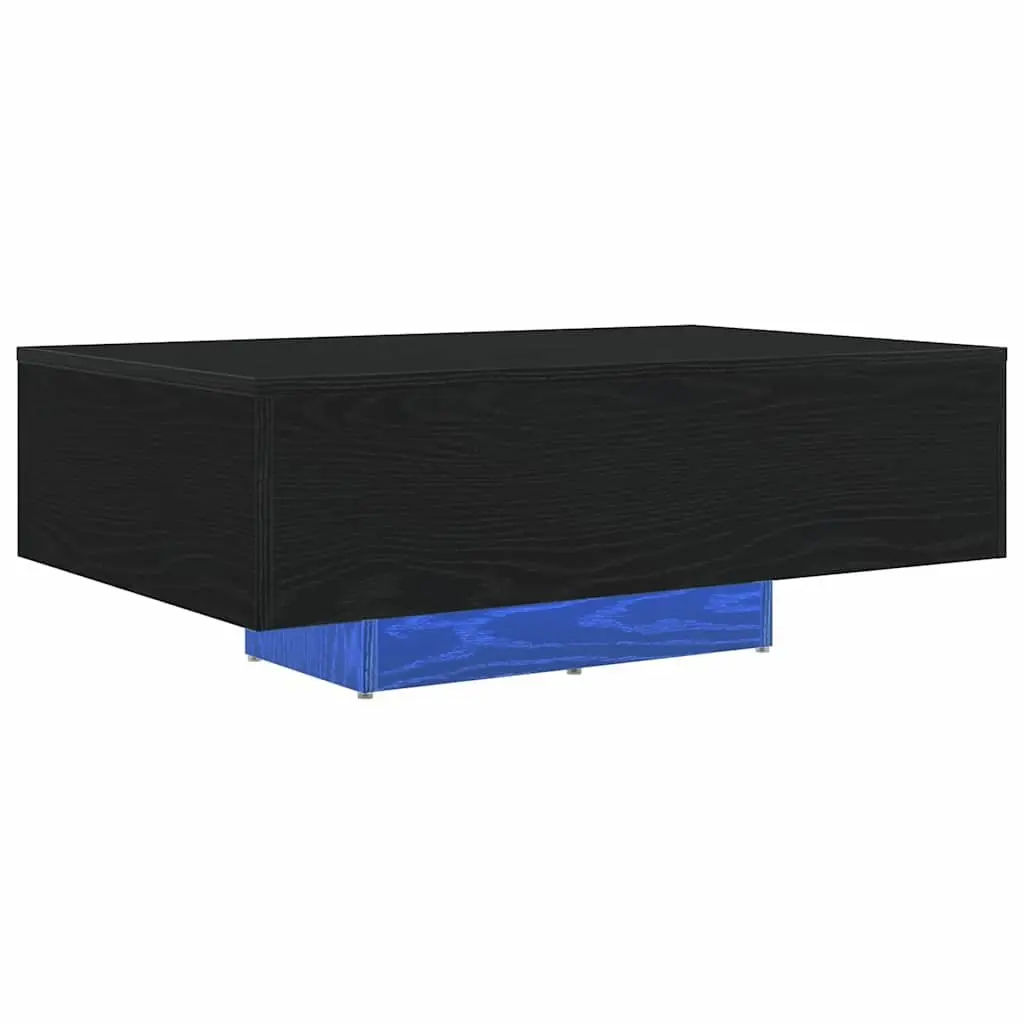 Coffee Table Modern Engineered Wood 85x55x31cm Black Oak with LED Lights