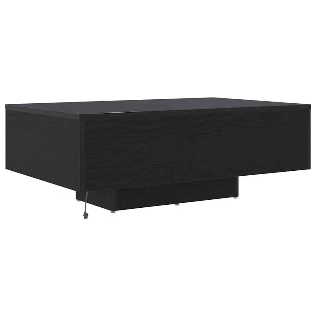 Coffee Table Modern Engineered Wood 85x55x31cm Black Oak with LED Lights