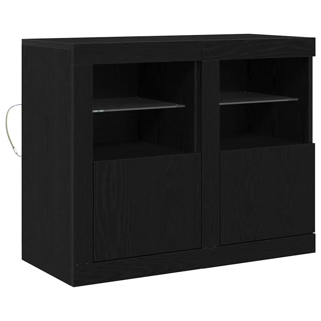 LED Sideboard Storage Unit 2 pcs Black Oak with RGB Lights