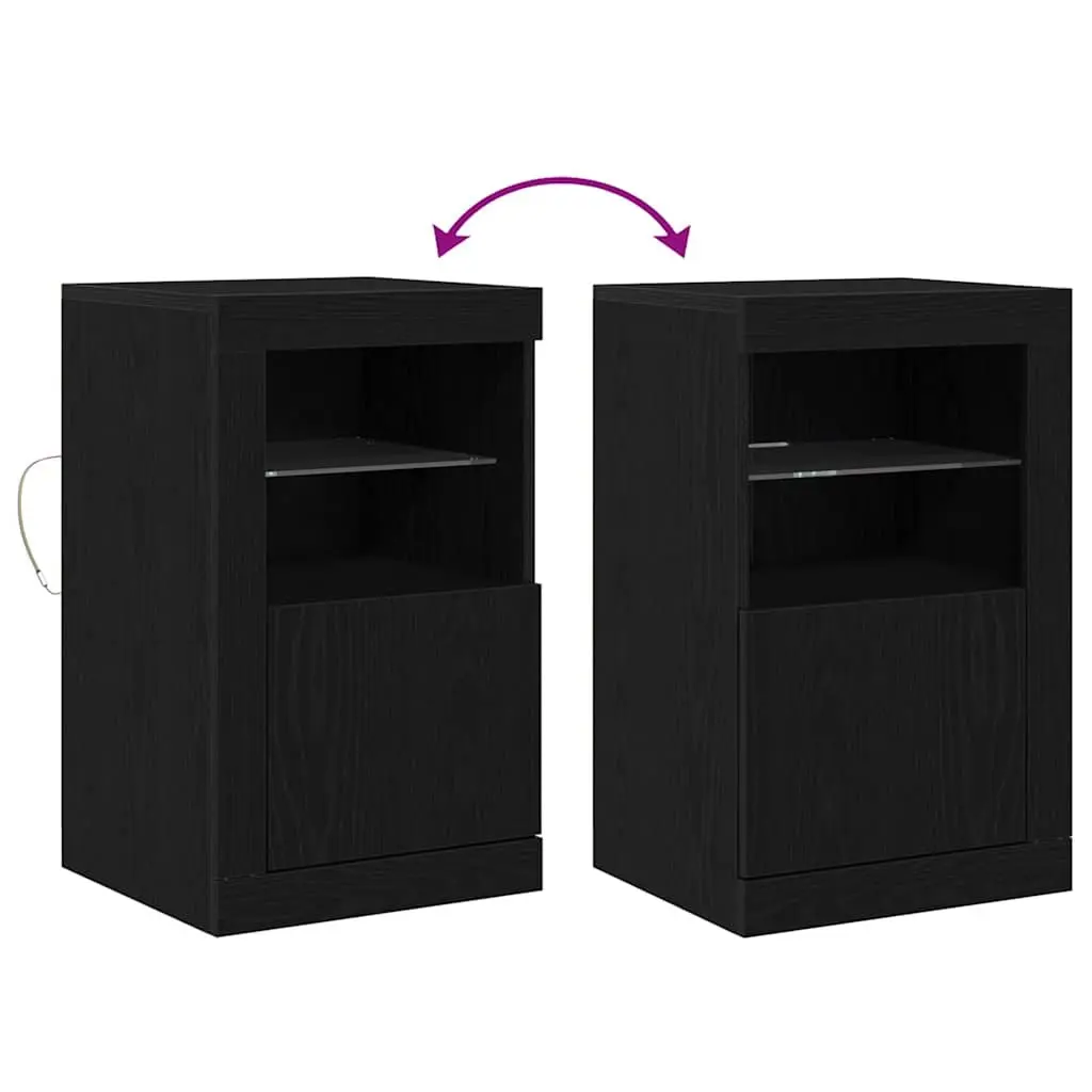 LED Sideboard Storage Unit 2 pcs Black Oak with RGB Lights
