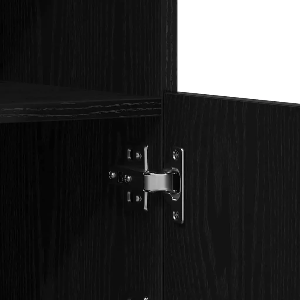 LED Sideboard Storage Cabinet Modern Buffet 41x37x100cm Black Engineered Wood