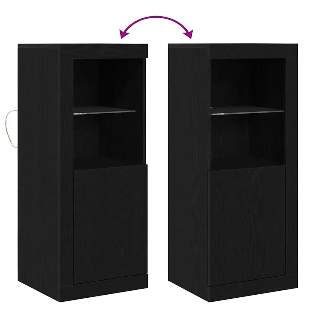 LED Sideboard Storage Cabinet Modern Buffet 41x37x100cm Black Engineered Wood