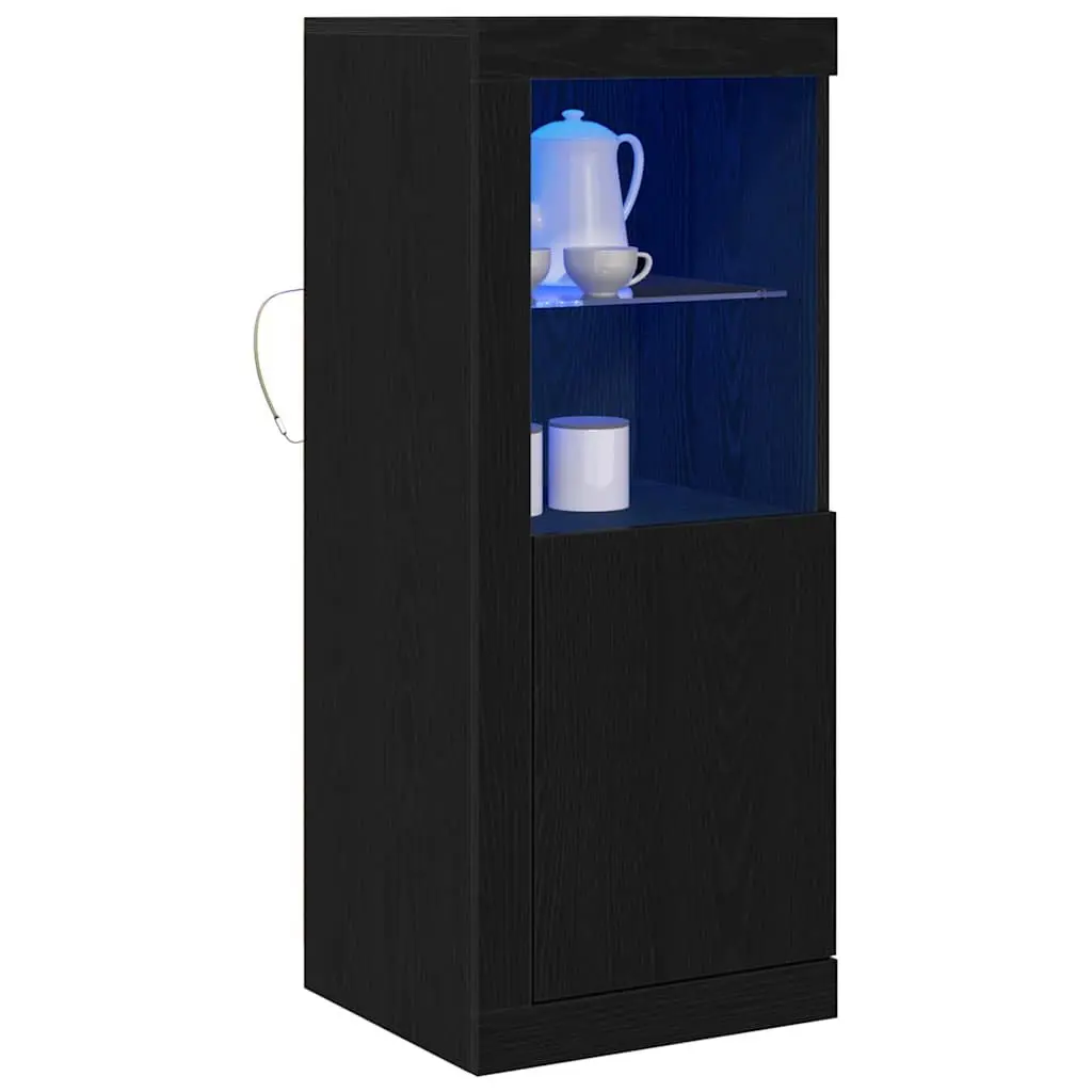 LED Sideboard Storage Cabinet Modern Buffet 41x37x100cm Black Engineered Wood