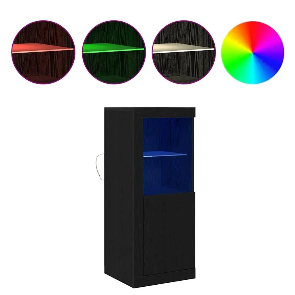 LED Sideboard Storage Cabinet Modern Buffet 41x37x100cm Black Engineered Wood