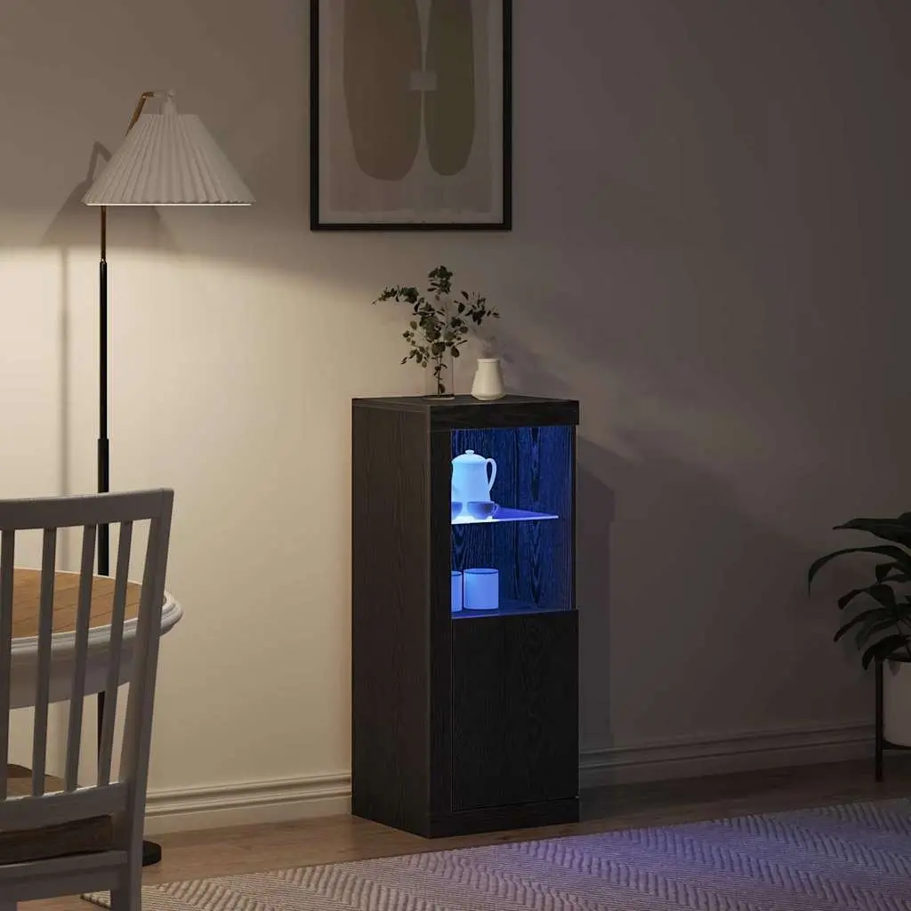 LED Sideboard Storage Cabinet Modern Buffet 41x37x100cm Black Engineered Wood
