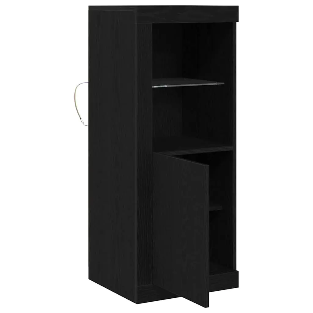 LED Sideboard Storage Cabinet Modern Buffet 41x37x100cm Black Engineered Wood