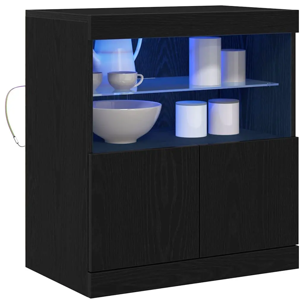 LED Sideboard Black Modern Storage Cabinet with RGB Lighting 60.5 x 37 x 67 cm