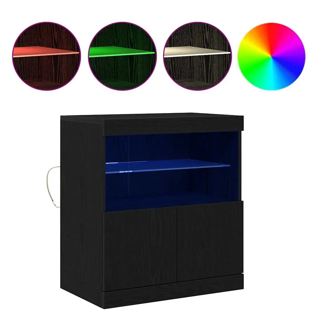 LED Sideboard Black Modern Storage Cabinet with RGB Lighting 60.5 x 37 x 67 cm