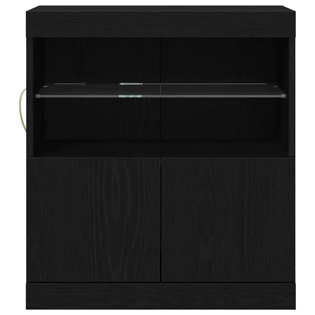 LED Sideboard Black Modern Storage Cabinet with RGB Lighting 60.5 x 37 x 67 cm