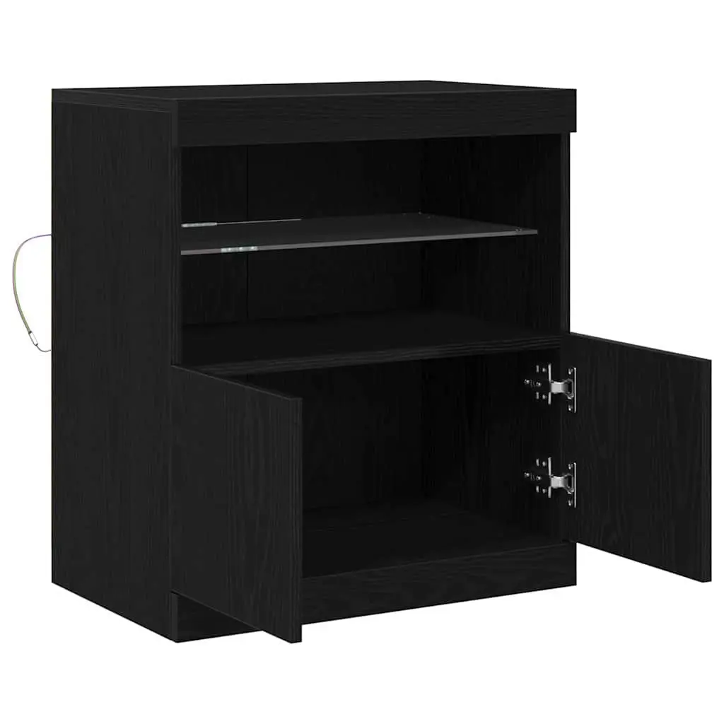 LED Sideboard Black Modern Storage Cabinet with RGB Lighting 60.5 x 37 x 67 cm
