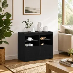 Reliable LED Sideboard with Sliding Doors and Shelves