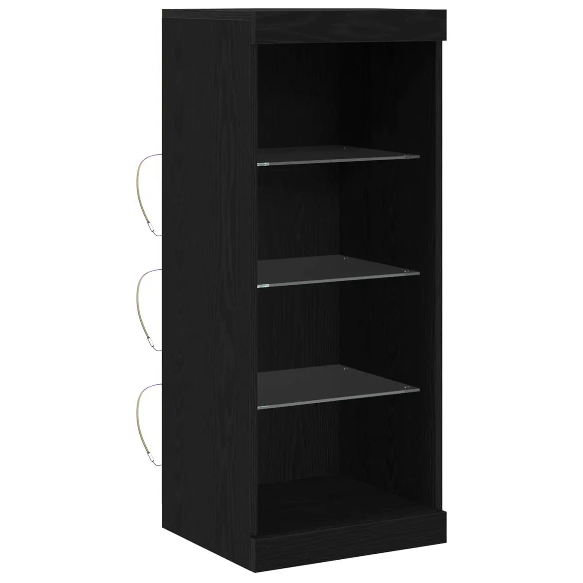 LED Sideboard Storage Cabinet RGB Lighting Black Oak Engineered Wood with Drawers and Glass Shelves