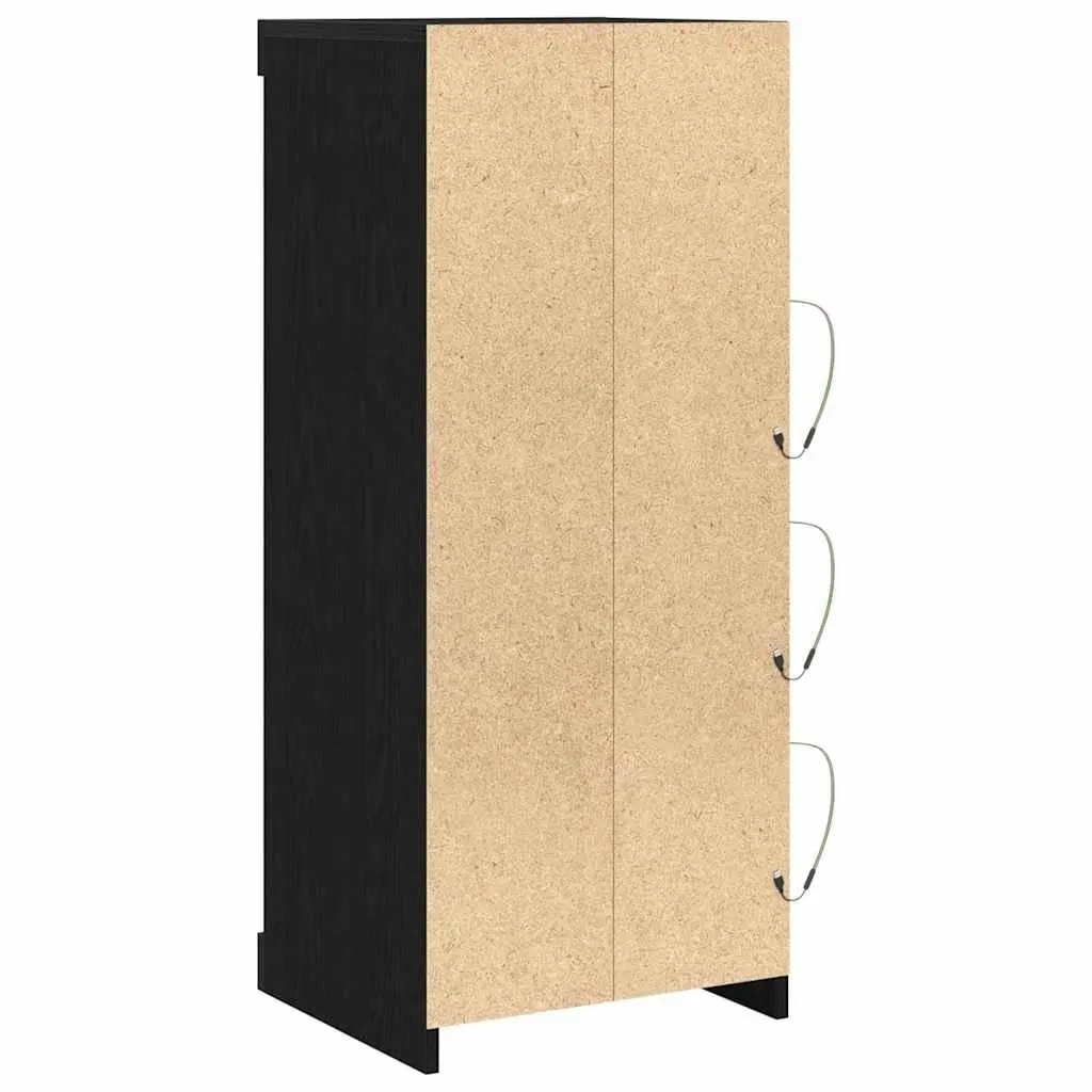 LED Sideboard Storage Cabinet RGB Lighting Black Oak Engineered Wood with Drawers and Glass Shelves