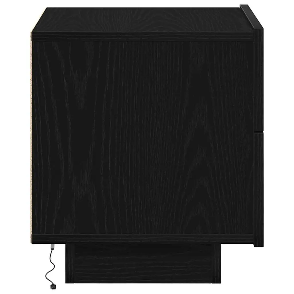 Black Oak Bedside Cabinet with LED Lighting