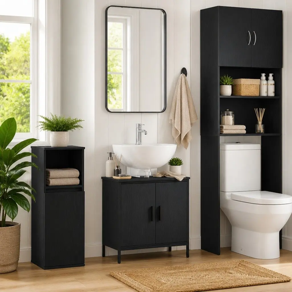 Black Oak Bathroom Vanity Sink Cabinet