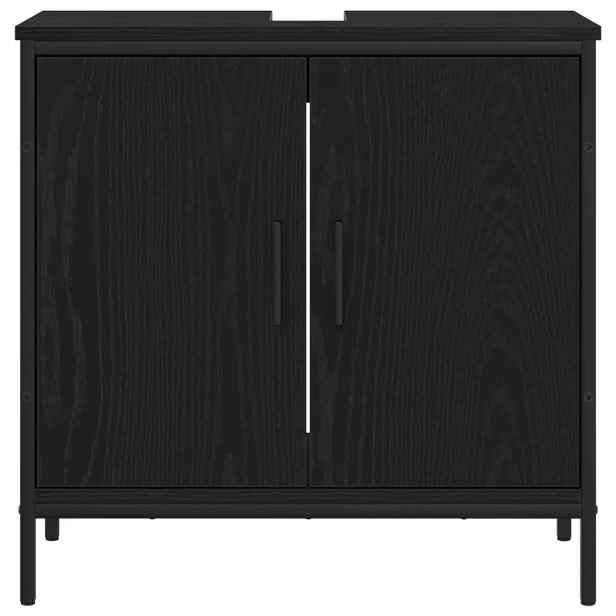 Bathroom Vanity Unit Wall-Mounted Sink Cabinet Black 60x30x60cm