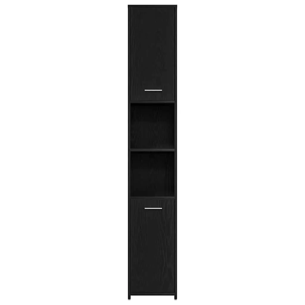 Bathroom Cabinet Black Oak Engineered Wood Storage Organizer Tall 30 x 30 x 183.5 cm