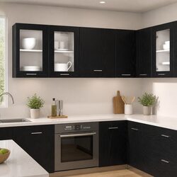 Warm and Practical Black Oak Kitchen Hanging Cabinet