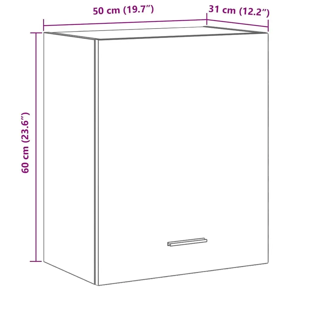 Hanging Cabinet Black Oak Kitchen Storage 50 x 31 x 60 cm Engineered Wood