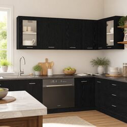 Practical Black Oak Kitchen Cabinet - Stylish Storage 80x31x60cm