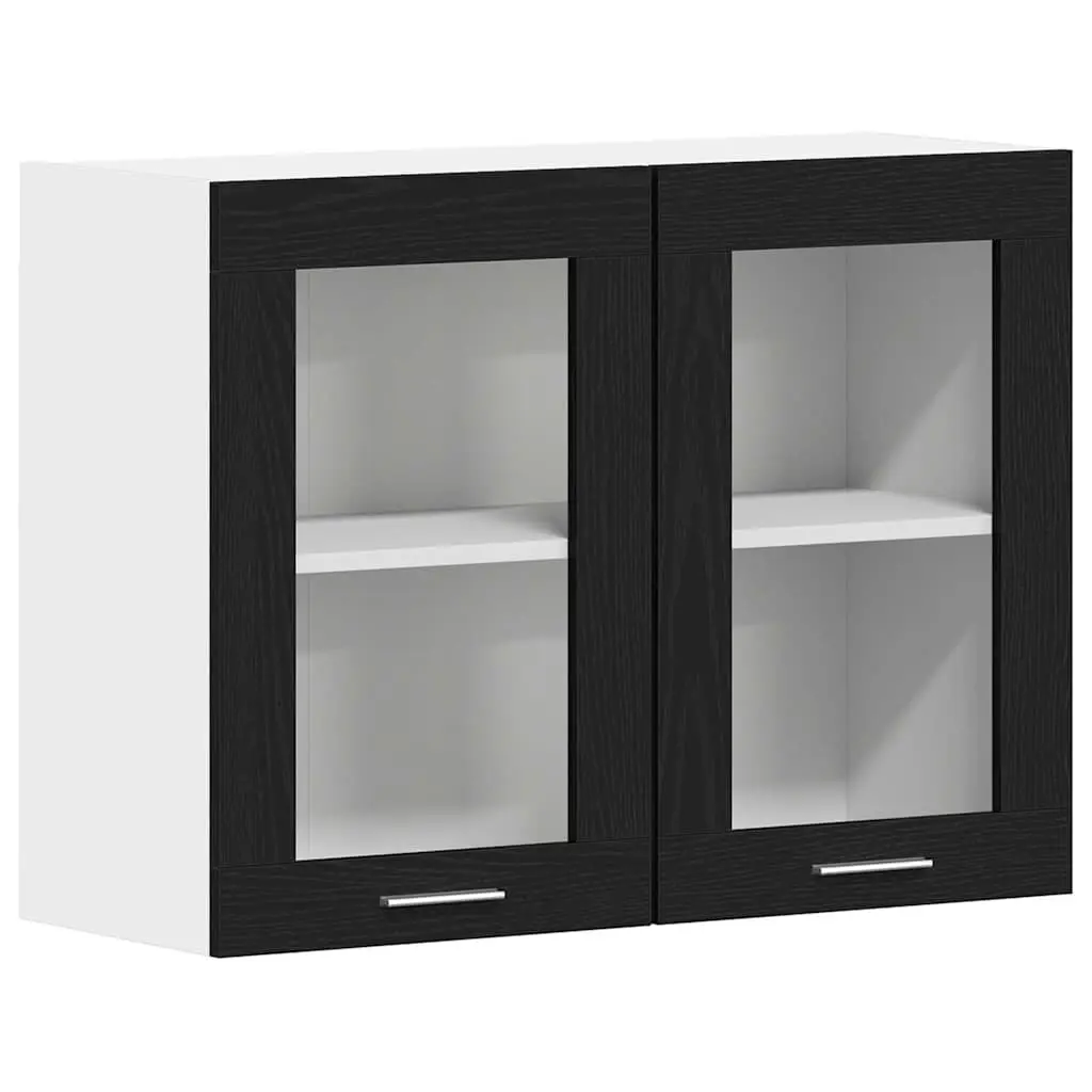 Hanging Cabinet Black Oak Modern Storage Engineered Wood 80x31x60cm