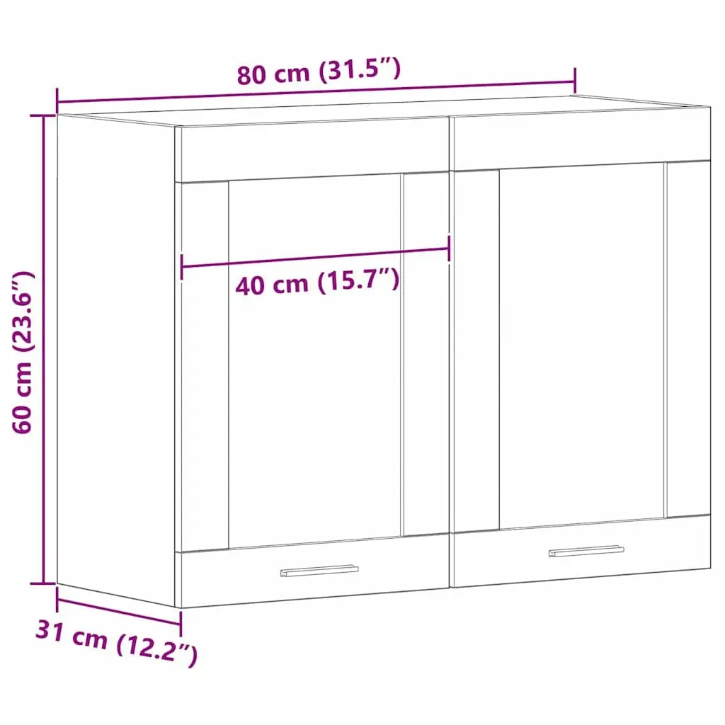 Hanging Cabinet Black Oak Modern Storage Engineered Wood 80x31x60cm