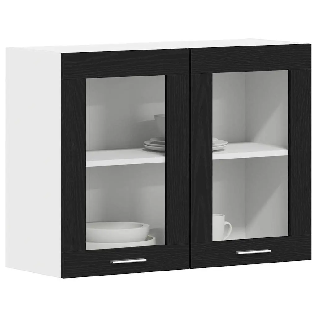 Hanging Cabinet Black Oak Modern Storage Engineered Wood 80x31x60cm