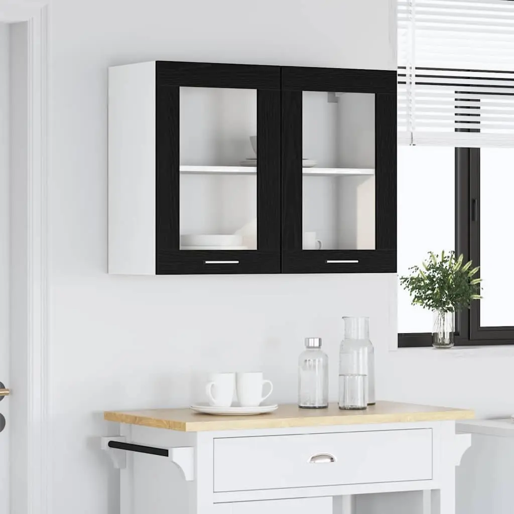 Hanging Cabinet Black Oak Modern Storage Engineered Wood 80x31x60cm