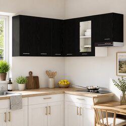 Durable Black Wall-Mounted Kitchen Cabinet for Efficiency