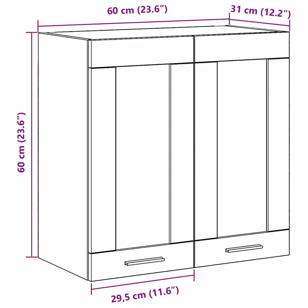 Hanging Kitchen Cabinet Storage Organiser 60x31x60cm Black Oak Engineered Wood