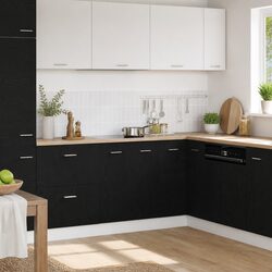Bottom Kitchen Cabinet Black Oak Engineered Wood Storage Cupboard 60x46x81.5cm