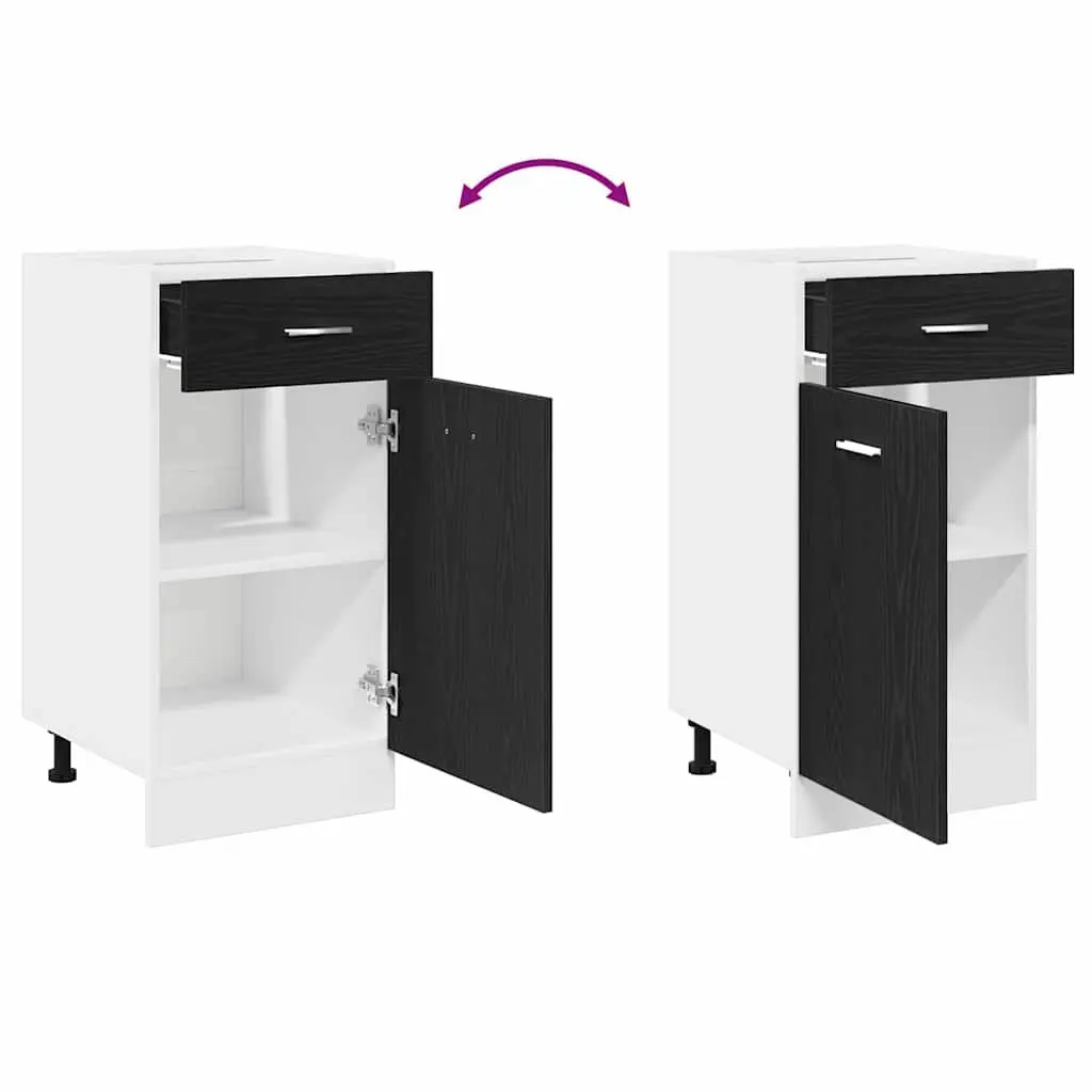 Hanging Kitchen Cabinet Modern Storage 40x46x81.5cm Black Oak