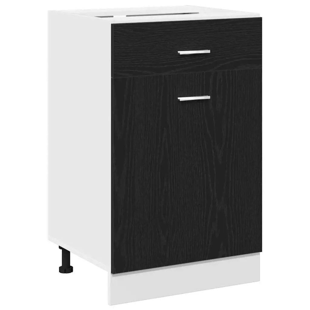 Hanging Kitchen Cabinet Black Oak Modern Storage Cupboard Engineered Wood