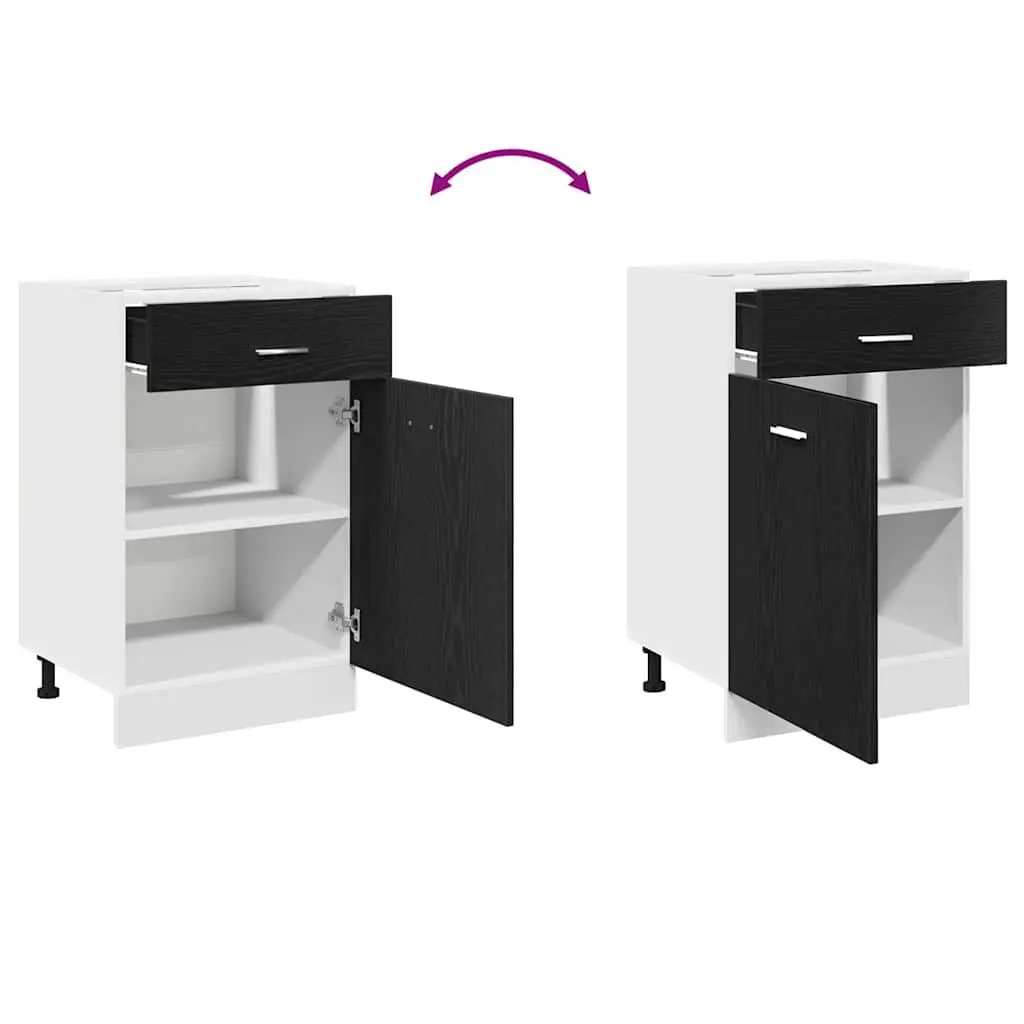 Hanging Kitchen Cabinet Black Oak Modern Storage Cupboard Engineered Wood