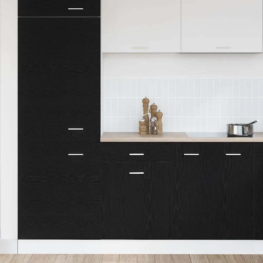 Hanging Kitchen Cabinet Black Oak Modern Storage Cupboard Engineered Wood
