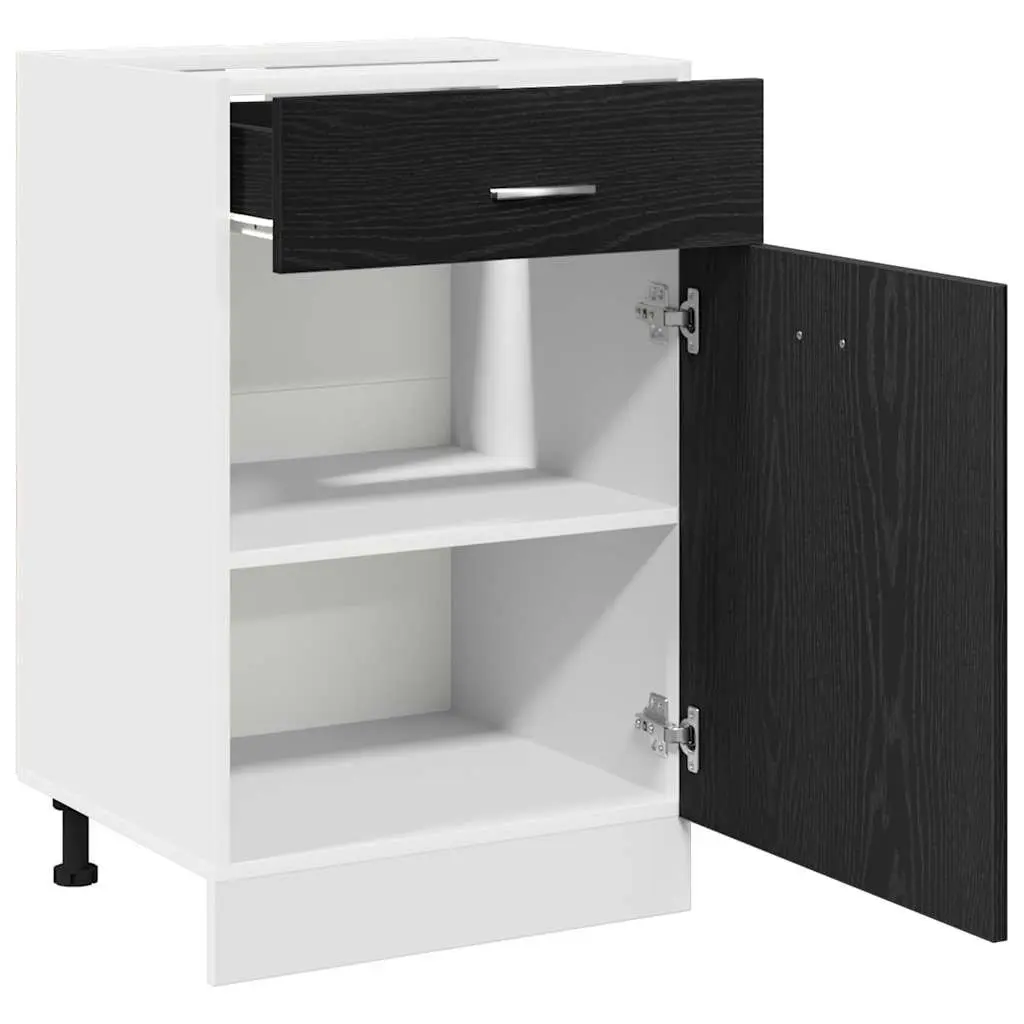 Hanging Kitchen Cabinet Black Oak Modern Storage Cupboard Engineered Wood