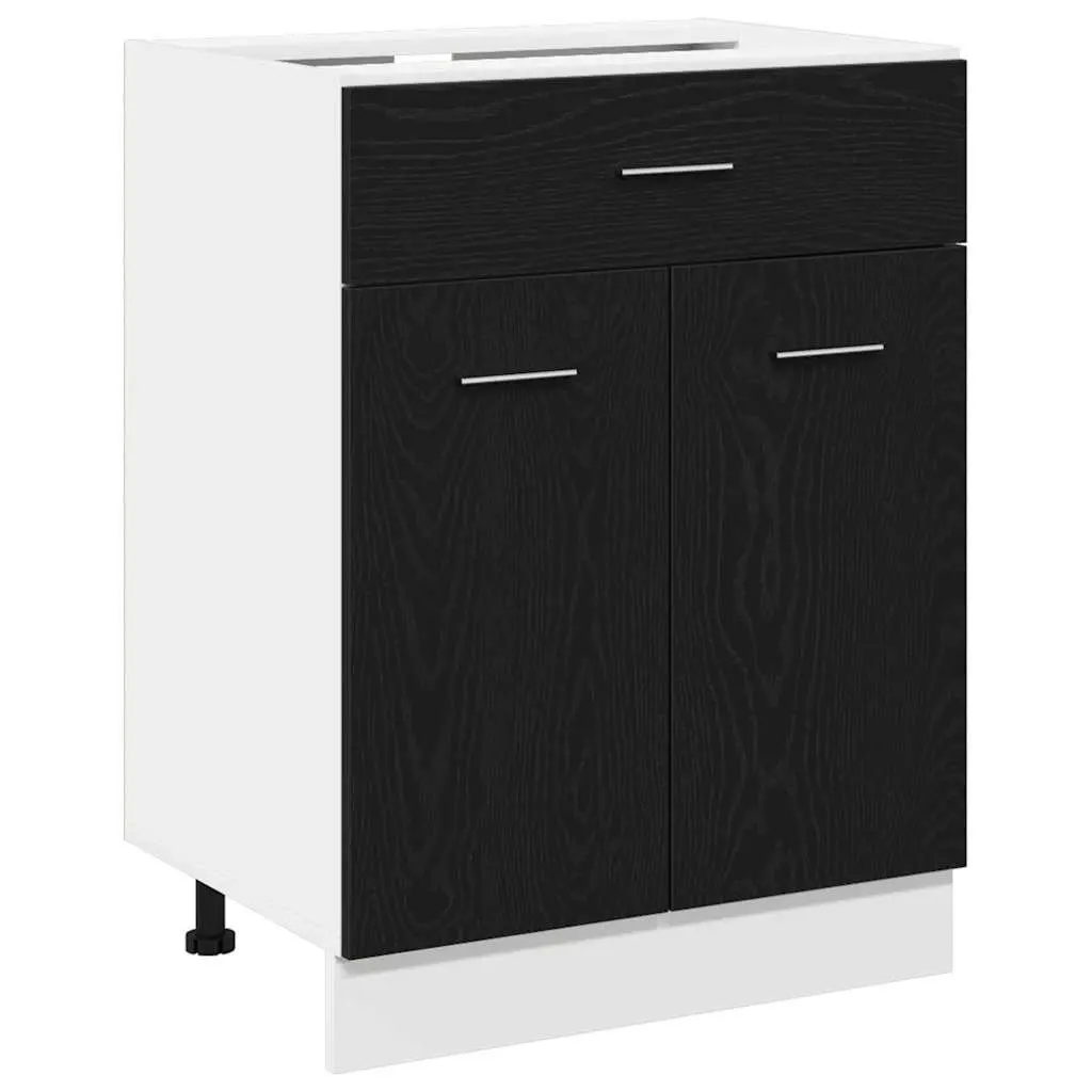 Hanging Kitchen Cabinet Black Oak Modern Storage Engineered Wood 60x46x81.5cm