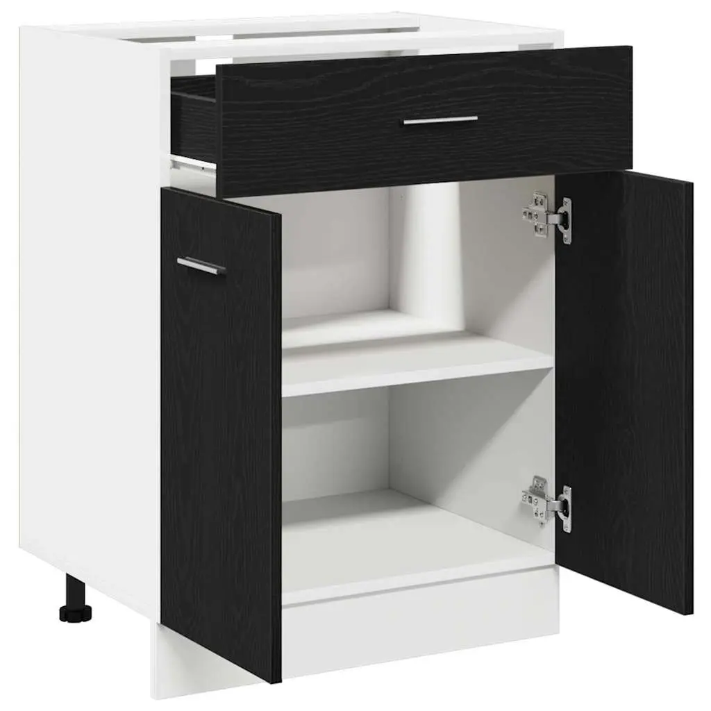 Hanging Kitchen Cabinet Black Oak Modern Storage Engineered Wood 60x46x81.5cm