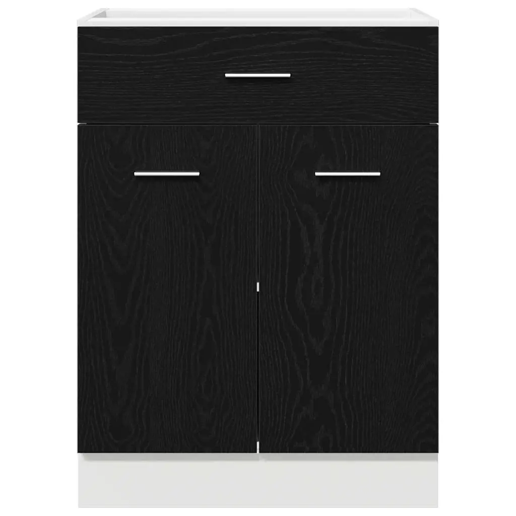 Hanging Kitchen Cabinet Black Oak Modern Storage Engineered Wood 60x46x81.5cm
