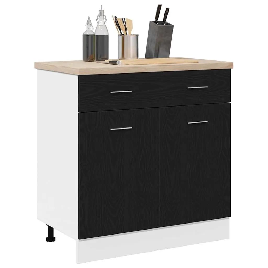 Hanging Cabinet Kitchen Storage 80 x 31 x 81.5 cm Black Oak Engineered Wood