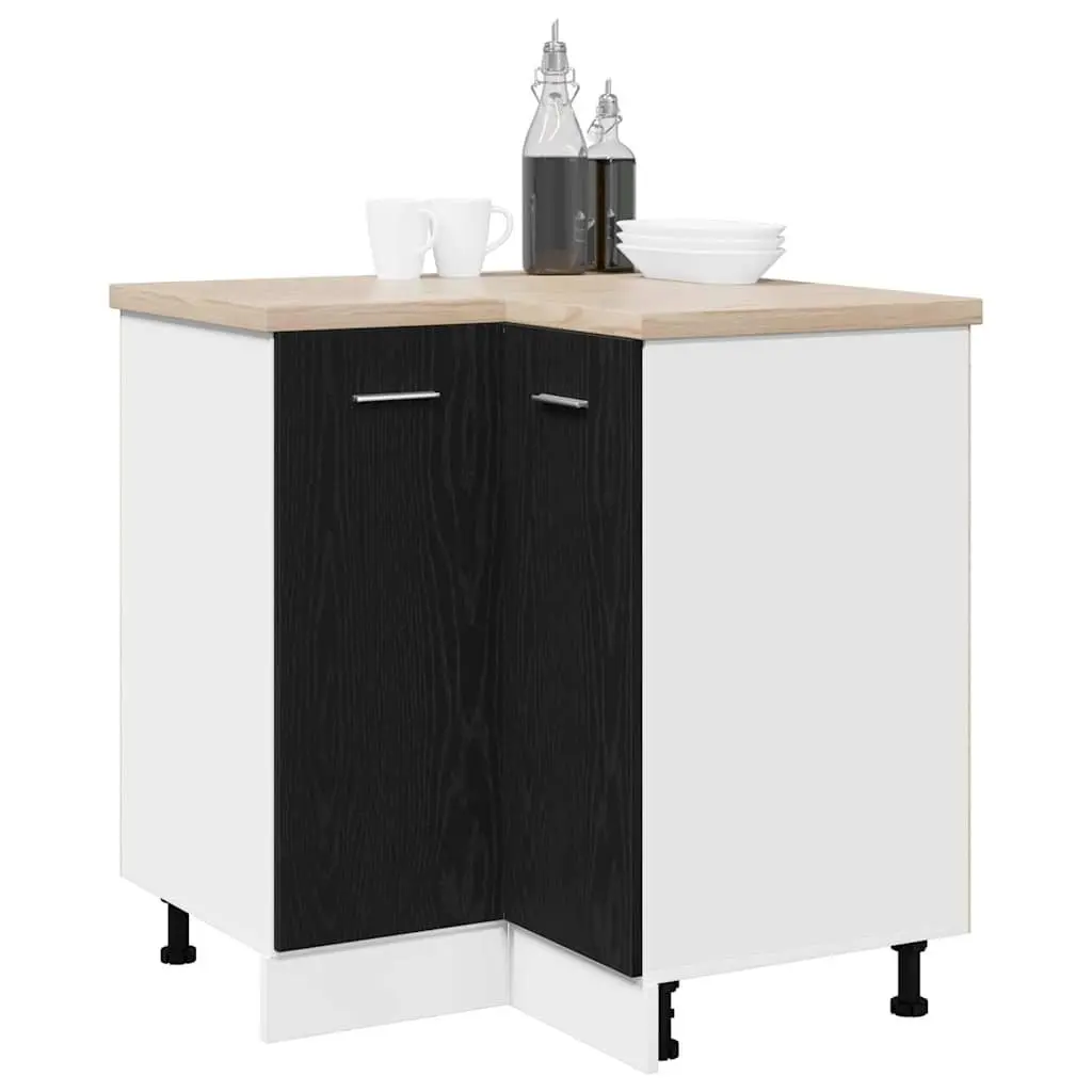 Hanging Kitchen Cabinet Black Oak Modern Storage 75.5 x 75.5 x 80.5cm