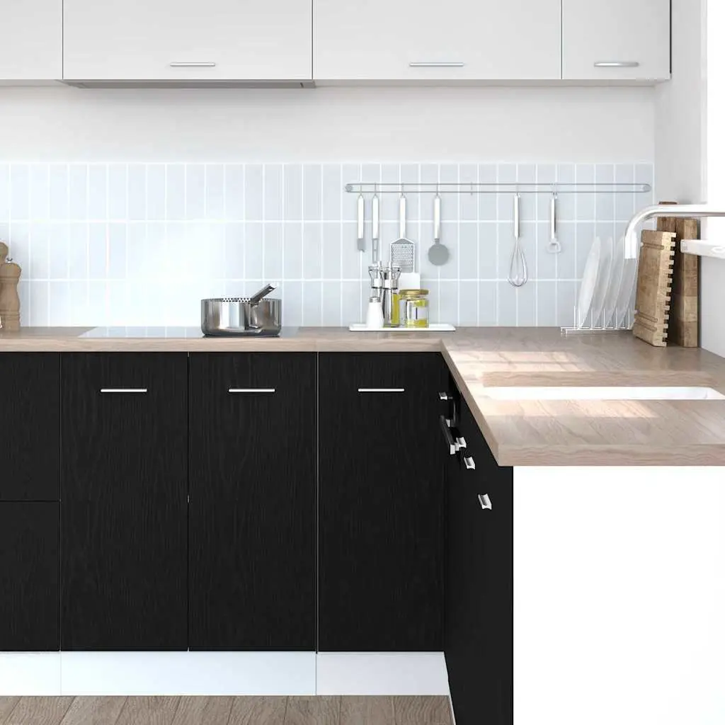 Hanging Kitchen Cabinet Black Oak Modern Storage 75.5 x 75.5 x 80.5cm