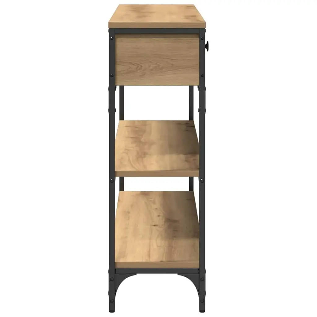 Console Table Display Storage Engineered Wood Steel Frame Brown