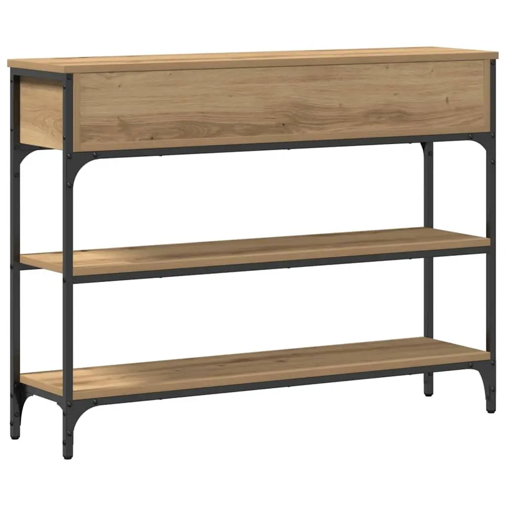 Console Table Display Storage Engineered Wood Steel Frame Brown